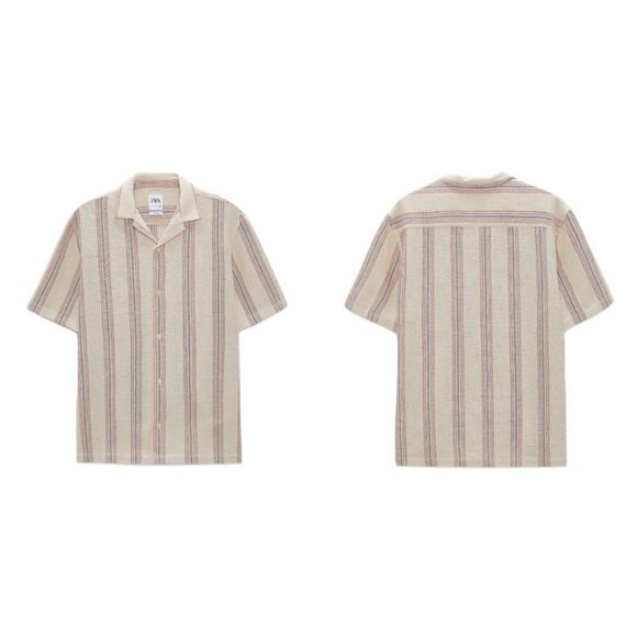 ZARA STRIPED TEXTURED SHIRT ECRU | 7545/326 - Picture 1 of 4